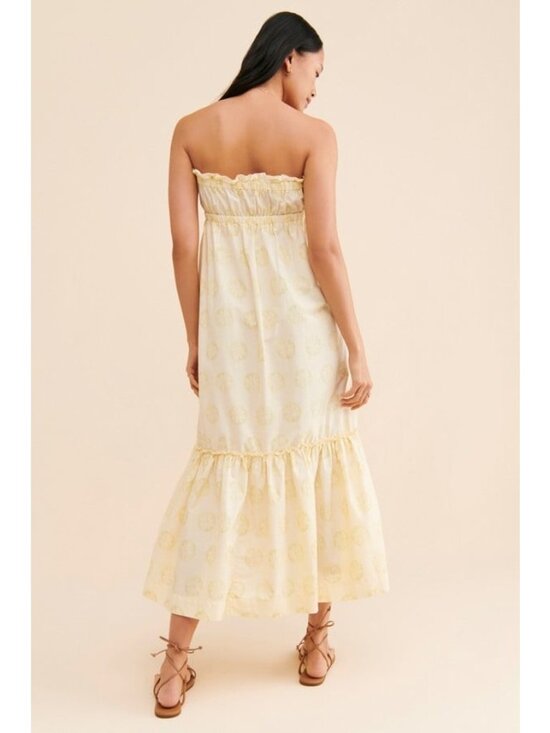Free People strapless floral cotton poplin midi dress - Picture 3 of 10